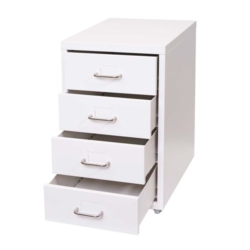 Caisson à Tiroirs Armoire De Bureau 48x28x41 Cm 4 Tiroirsen Acier Blanc 04_0008261
