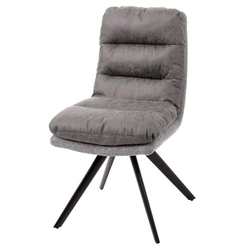 Chaise De Salle à Manger Fauteuil Lounge Confortable Rotative En Tissu Gris Clair 04_0002247