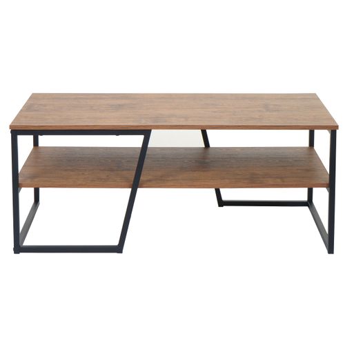 Table Basse Table D'appoint 46x110x60 Cm En Métal Aspect Chêne Sauvage 04_0008422