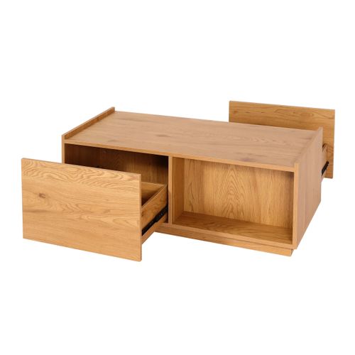 Table Basse Salon Table D'appoint Avec Tiroirs 110x50x40 Cm Mdf Aspect Chêne 04_0008430