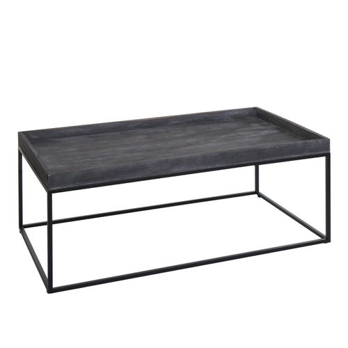 Table Basse Table D'appoint 46 X 110 X 60 Cm En Bois Gris Foncé Et Métal 04_0008433
