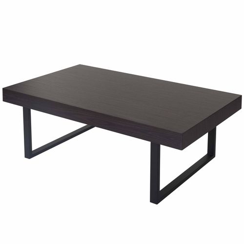 Table Basse 40x110x60 Cm Pieds En Métal Et Bois De Peuplier Foncé Placage Wengé Avec Structure 04_