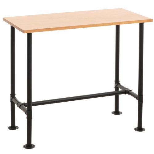 Table De Bar Comptoir Bistro Avec Repose Pieds Cadre En Métal Siège En Bois De Pin 108x120x61 Cm 0