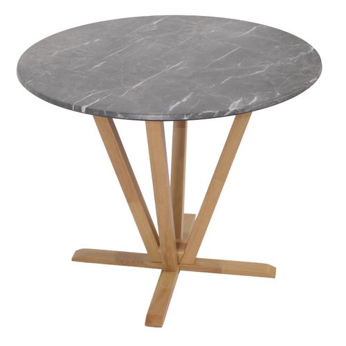 Table De Bistro Table à Manger Diamètre 92 Cm En Bois Et Hdf Aspect Marbre 04_0008526