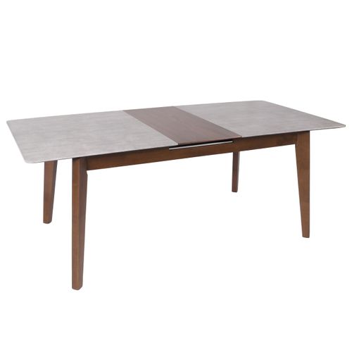Table De Salle à Manger En Bois Et Hdf 160-200 X 90 Cm Extensible Aspect Béton Pieds Marron 04_000