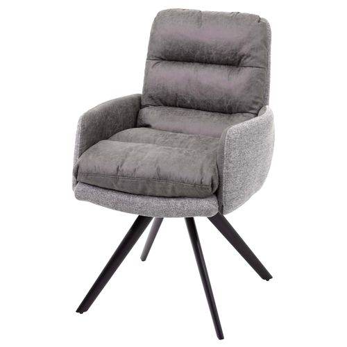 Chaise De Salle à Manger Fauteuil Lounge Avec Accoudoir Confortable Rotative En Tissu Gris Clair 0