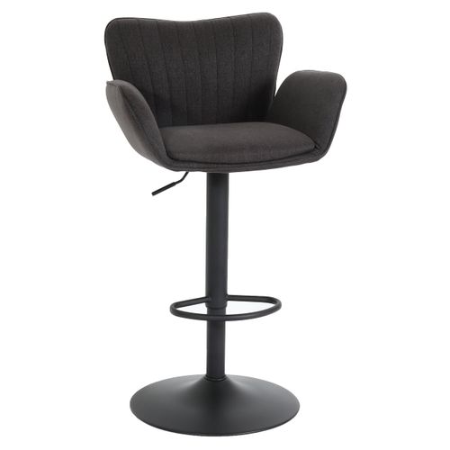 Tabouret De Bar X1 Pivotant Avec Accoudoir Repose-pieds Rotatif En Tissu Gris Foncé Base Métal