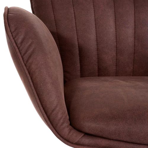 Tabouret De Bar X1 Pivotant Avec Accoudoir Repose-pieds Rotatif En Tissu Marron Foncé Base Métal