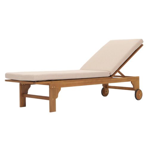Transat De Jardin Chaise Longue En Bois Et Osier Décoratif En Polyrotin Coussin Crème-beige 04_000