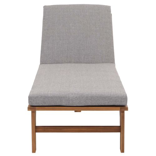 Transat De Jardin Chaise Longue En Bois Et Osier Décoratif En Polyrotin Coussin Gris 04_0008608