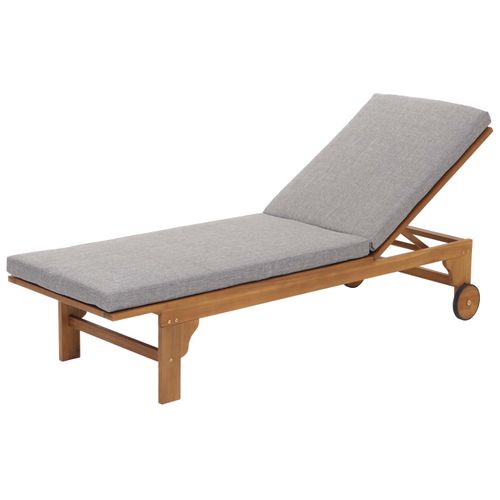 Transat De Jardin Chaise Longue En Bois Et Osier Décoratif En Polyrotin Coussin Gris 04_0008608