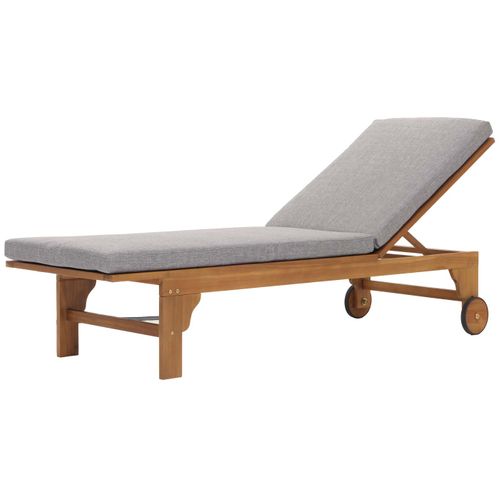 Transat De Jardin Chaise Longue En Bois Et Osier Décoratif En Polyrotin Coussin Gris 04_0008608