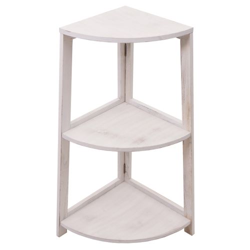 Étagère D'angle 3 Niveaux 80x37x37 Cm Mdf Blanc Vieilli 04_0008636