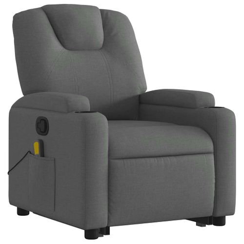 Fauteuil De Relaxation TV Fonction Massage Inclinable Levage Électrique En Tissu Gris Foncé Dec026