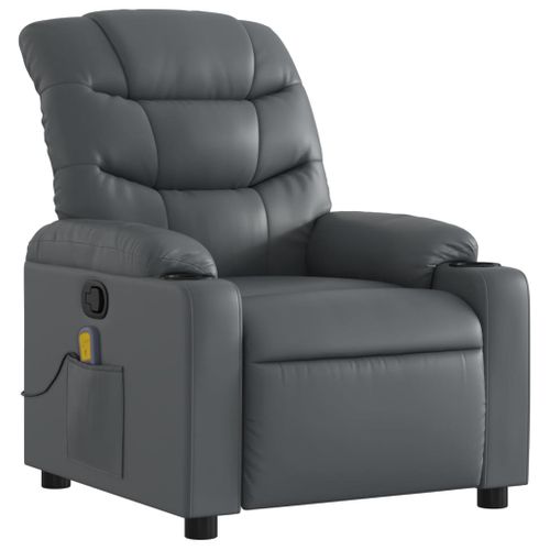 Fauteuil De Relaxation TV Fonction Massage Inclinable 6 Points De Massage En Pvc Gris Dec026979