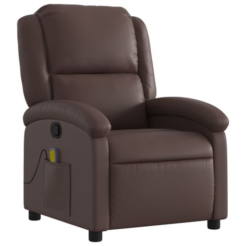 Fauteuil De Relaxation TV Fonction Massage Inclinable 6 Points De Massage En Pvc Marron Dec026995