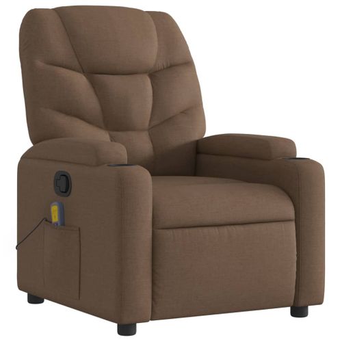 Fauteuil De Relaxation TV Fonction Massage Inclinable 6 Points De Massage En Tissu Marron Dec02700