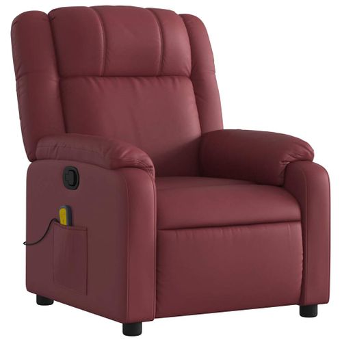 Fauteuil De Relaxation TV Fonction Massage Inclinable 6 Points De Massage En Pvc Rouge Bordeaux