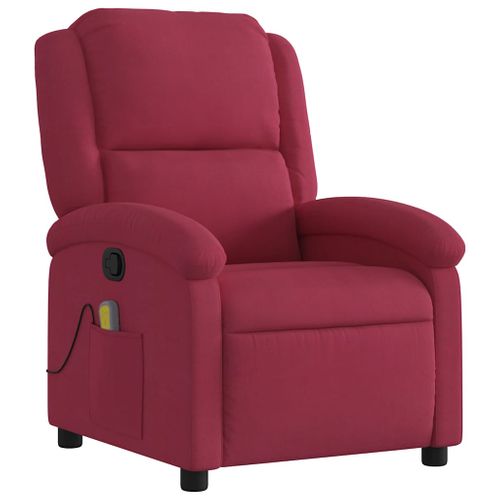 Fauteuil De Relaxation TV Fonction Massage Inclinable 6 Points De Massage En Velours Rouge Bordeaux