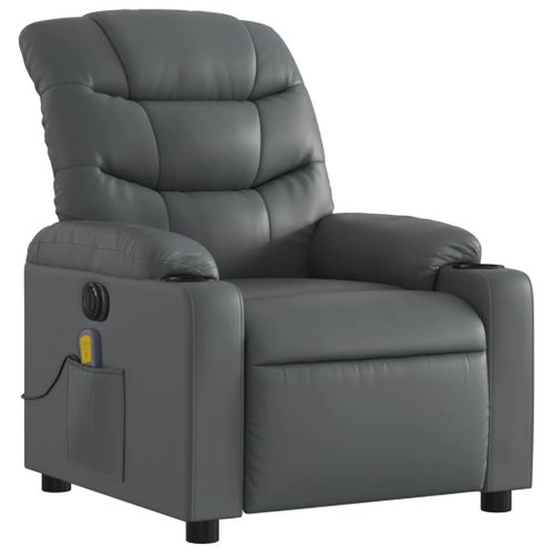 Fauteuil De Relaxation TV Fonction Massage Inclinable Électrique 6 Points De Massage En Pvc Gris