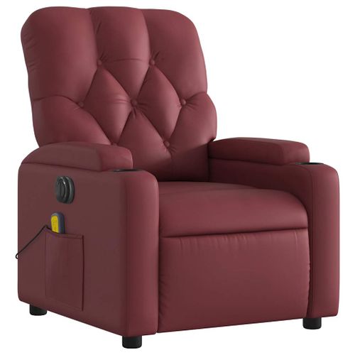 Fauteuil De Relaxation TV Fonction Massage Inclinable Électrique 6 Points De Massage En Pvc Rouge