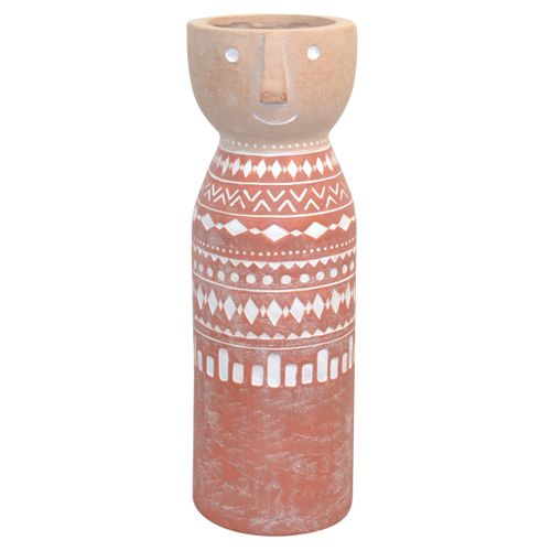 Support De Plante En Polyresin Avec Visage – Terracotta Décoré Dec050063