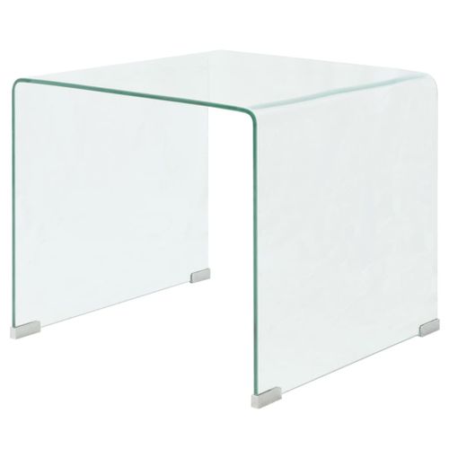 Table Basse De Salon Design Moderne 49,5 X 50 X 45 Cm Verre Trempé Transparent Dec037074
