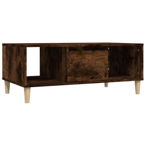 Table Basse Avec 2 Compartiments Design Moderne 90 X 50 X 36,5 Cm Bois D'ingénierie Marron Dec0385