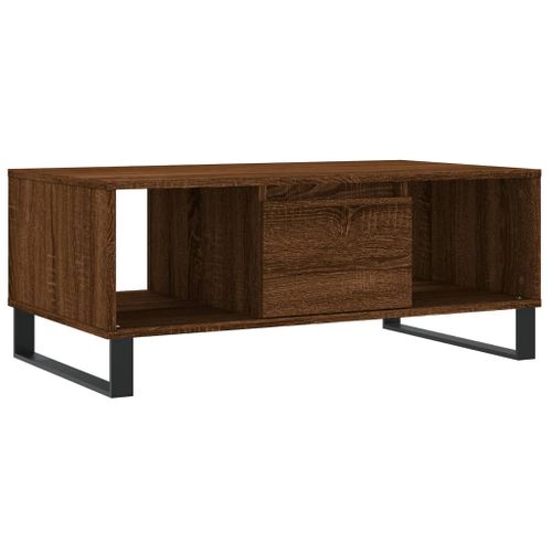 Table Basse Avec Tiroir Et Deux Compartiments Ouverts Design Moderne Et Contemporaine 90 X 50 X 36