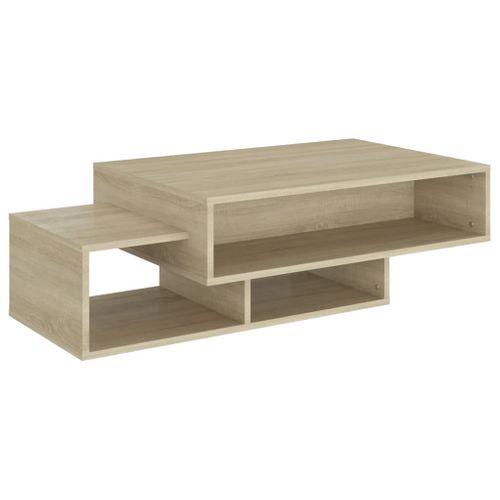 Table Basse 3 Compartiments Design Intemporel 105 X 55 X 32 Cm Bois D’ingénierie Couleur Chêne Dec