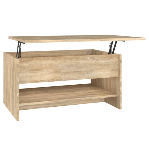 Table Basse Avec Plateau Relevable Design Intemporel 80 X 50 X 40 Cm Bois D'ingénierie Couleur Chê