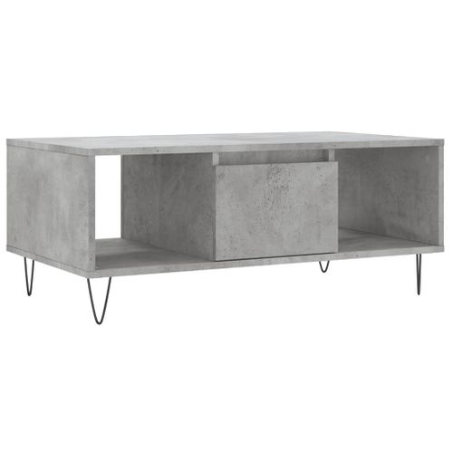 Table Basse Avec Tiroir Et 2 Compartiments Design Moderne 90 X 50 X 36,5 Cm Bois D'ingénierie Gris