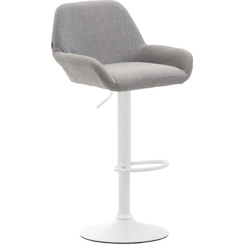 Tabouret De Bar X1 Avec Repose-pieds Et Accoudoirs En Tissu Gris Piètement En Trompette Métal