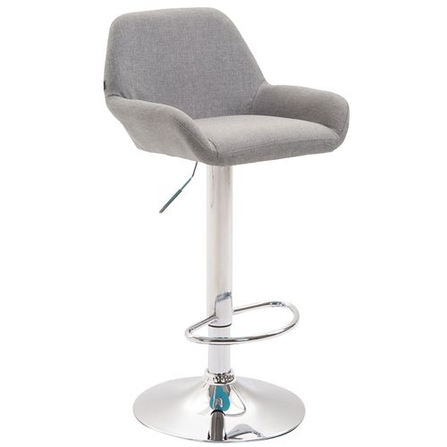 Tabouret De Bar X1 Avec Repose-pieds Et Accoudoirs En Tissu Gris Piètement En Trompette Métal
