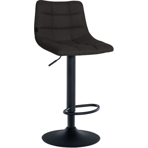 Tabouret De Bar X1 Moderne En Tissu Noir Motif Matelassé Piètement Trompette Métal Noir 10_0005643