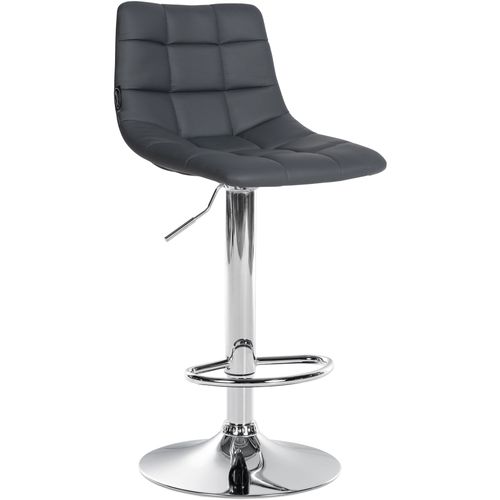 Tabouret De Bar X1 Moderne En Pvc Gris Motif Matelassé Piètement Trompette Métal Chromé 10_0005648