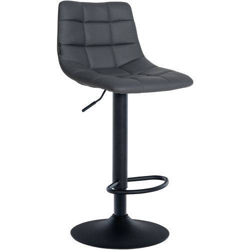 Tabouret De Bar X1 Moderne En Pvc Gris Motif Matelassé Piètement Trompette Métal Noir 10_0005651