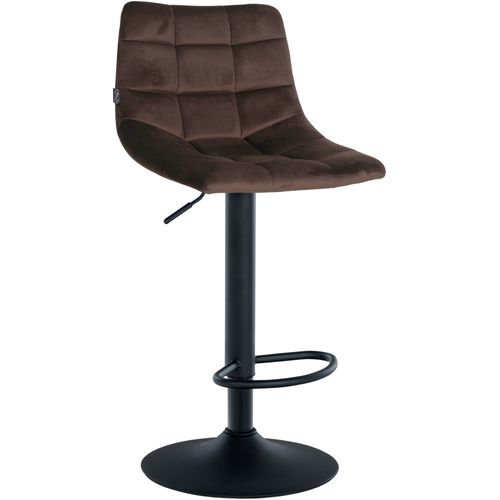 Tabouret De Bar X1 Moderne En Velours Marron Motif Matelassé Piètement Trompette Métal Noir 10_000