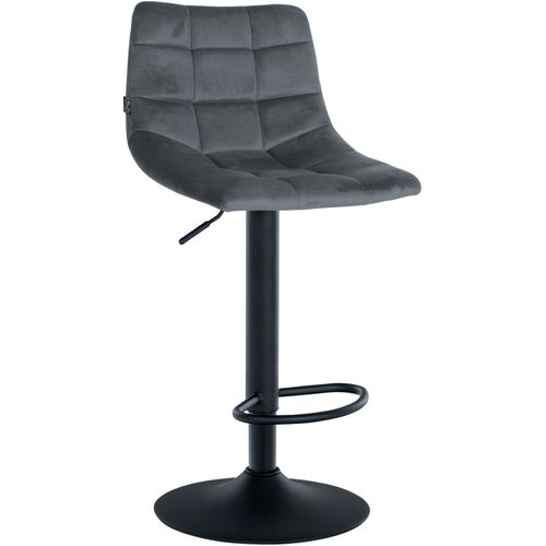 Tabouret De Bar X1 Moderne En Velours Noir Motif Matelassé Piètement Trompette Métal Noir 10_00056