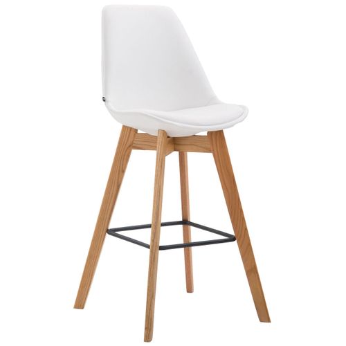 Tabouret De Bar X1 Style Scandinave Avec Assise En Simili Blanc Et Structure En Bois Naturel 1