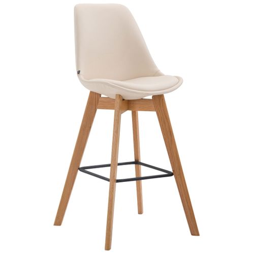 Tabouret De Bar X1 Style Scandinave Avec Assise En Simili Crème Et Structure En Bois Naturel 1