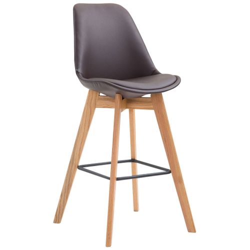 Tabouret De Bar X1 Style Scandinave Avec Assise En Simili Marron Et Structure En Bois Naturel