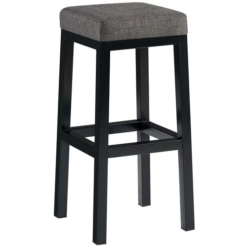 Tabouret De Bar X1 Assise Carrée Rembourrée En Tissu Gris Hauteur D'assise 83 Cm Structure En Méta