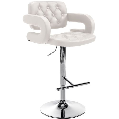 Tabouret De Bar X1 Design Moderne Assise Capitonnée Simili Blanc Pied Chromé 10_0005807