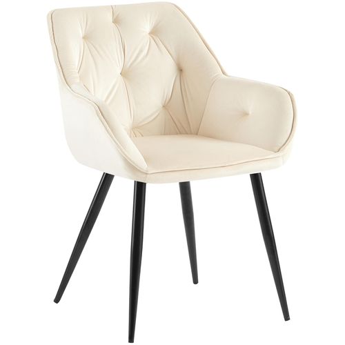 Chaise De Salle à Manger Avec Revêtement En Velours Crème Cadre Métal Noir Style Moderne Et Contem