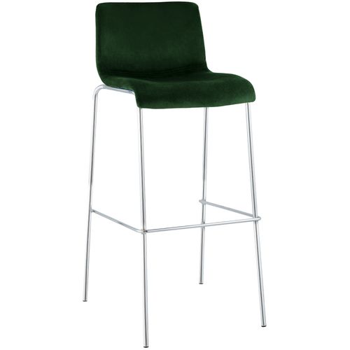 Tabouret De Bar X1 Dossier Bas 4 Pieds En Métal Chromé Assise En Velours Vert 10_0005947