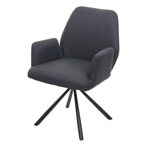 Chaise De Salle à Manger Fauteuil De Bureau En Tissu Gris Foncé En Acier Design Pivotant Rétro Et