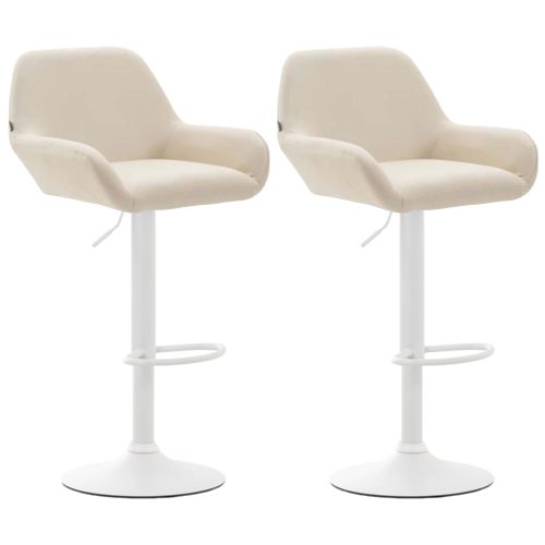 Lot De 2 Tabourets De Bar Avec Repose-pieds Et Accoudoirs En Similicuir Crème
