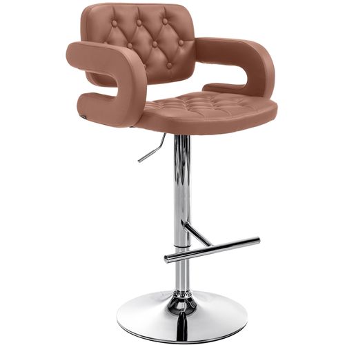 Tabouret De Bar X1 Design Moderne Assise Capitonnée Simili Marron Pied Métal Chromé 10_0006090