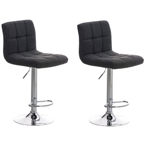 Lot De 2 Tabourets De Bar Design Rétro Moderne Surpiqûres Carrées En Tissu Gris Foncé
